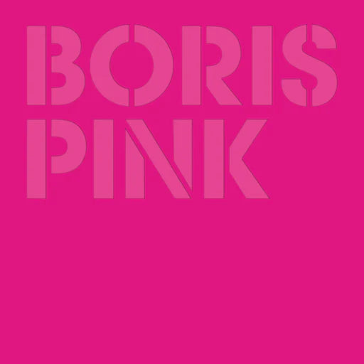 A square graphic with a solid bright pink background and large tonal pink text reading 'BORIS PINK' across the upper half.