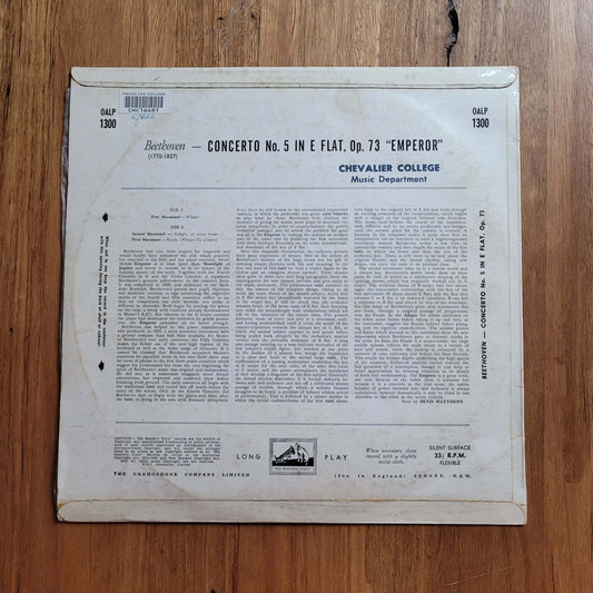 Beethoven The Emperor Concerto' By Solomon Vinyl Back
