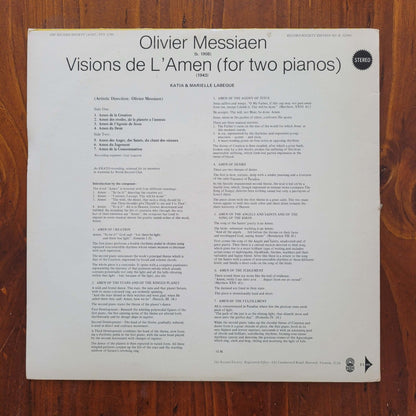 Olivier Messiaen / Katia & Marielle Labeque - Visions de L'Amen (for two pianos) (Used - VG+) - Swoon