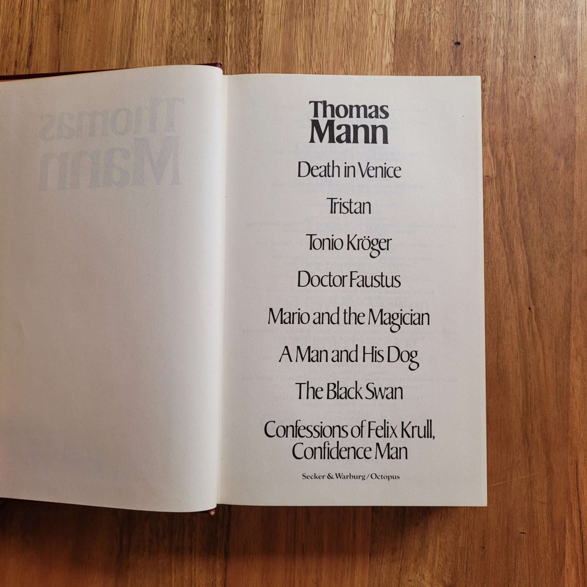 Thomas Mann book collection page with titles including Death in Venice and Doctor Faustus, used condition